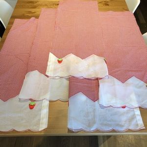 50s style strawberry curtains